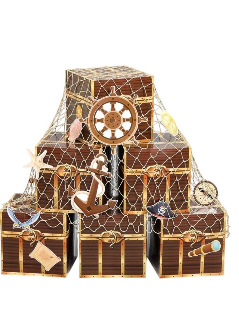 17-Piece Pirate-Themed Party Decorations Set With Decorative Fishing Net New NIB